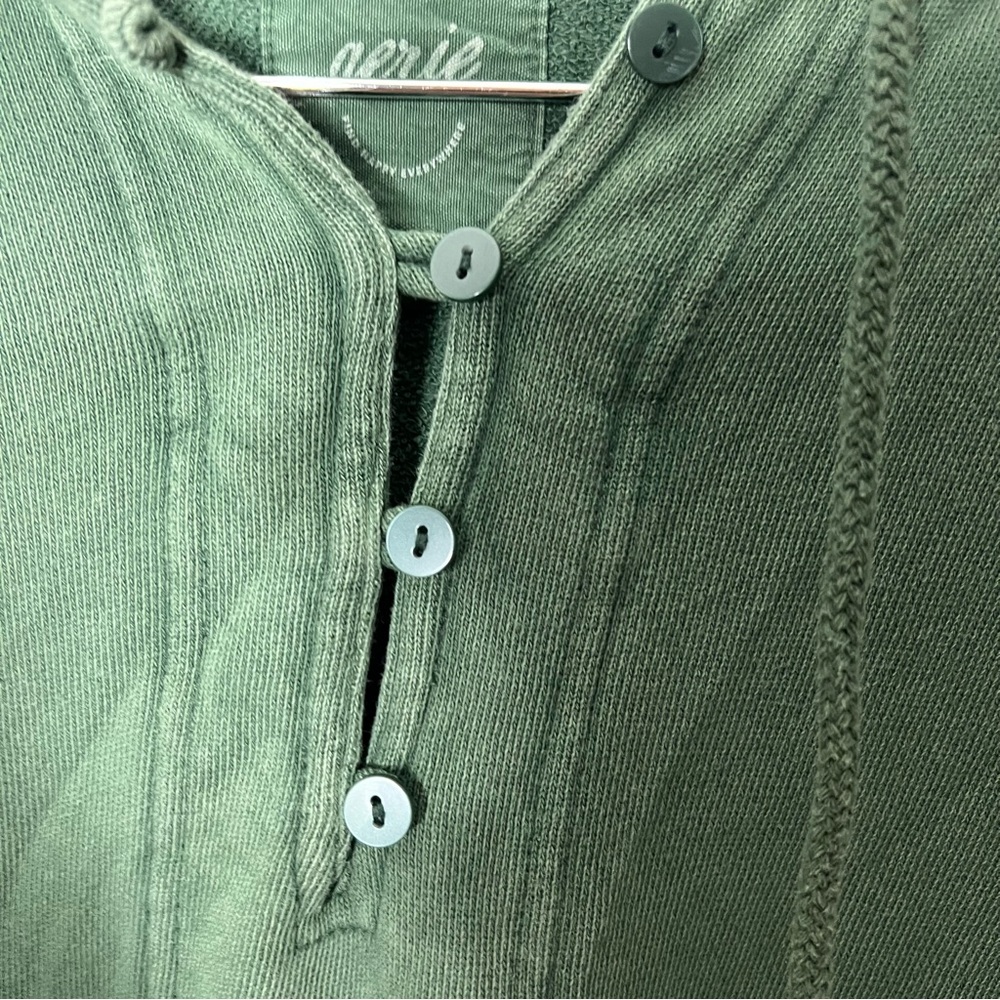 Aerie American Eagle Oversized Hoodie Sweatshirt Henley Button Up Hood Green *S - Picture 12 of 15